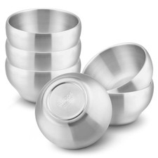 HaWare 6-Piece Kids Bowls, 12oz SUS304 Metal Bowl for 2.7 in x 4.8 in, Silver
