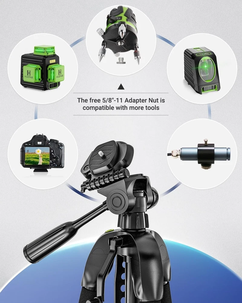 Adjustable Laser Level Tripod with Rotatable Feet - 22.05 lbs Load Capacity