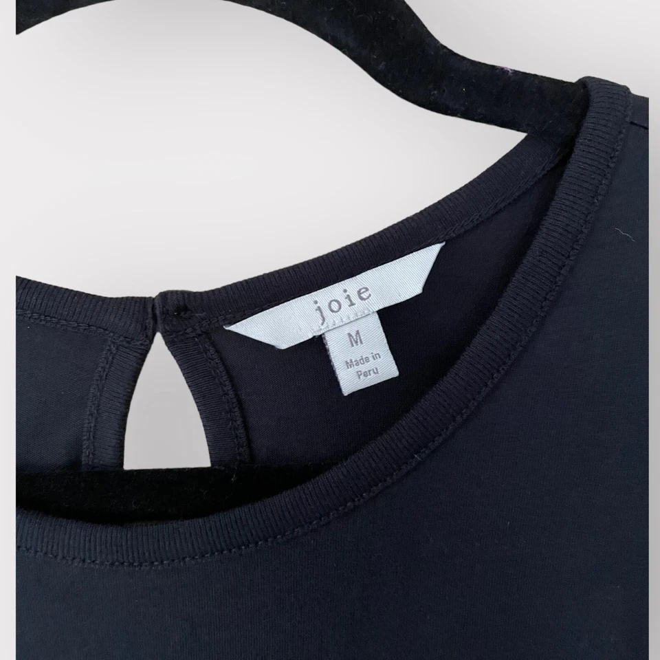 Vestido midi Joie talla M negro 100 % algodón clásico Pima sin mangas frente torcido Foto 2 de 4