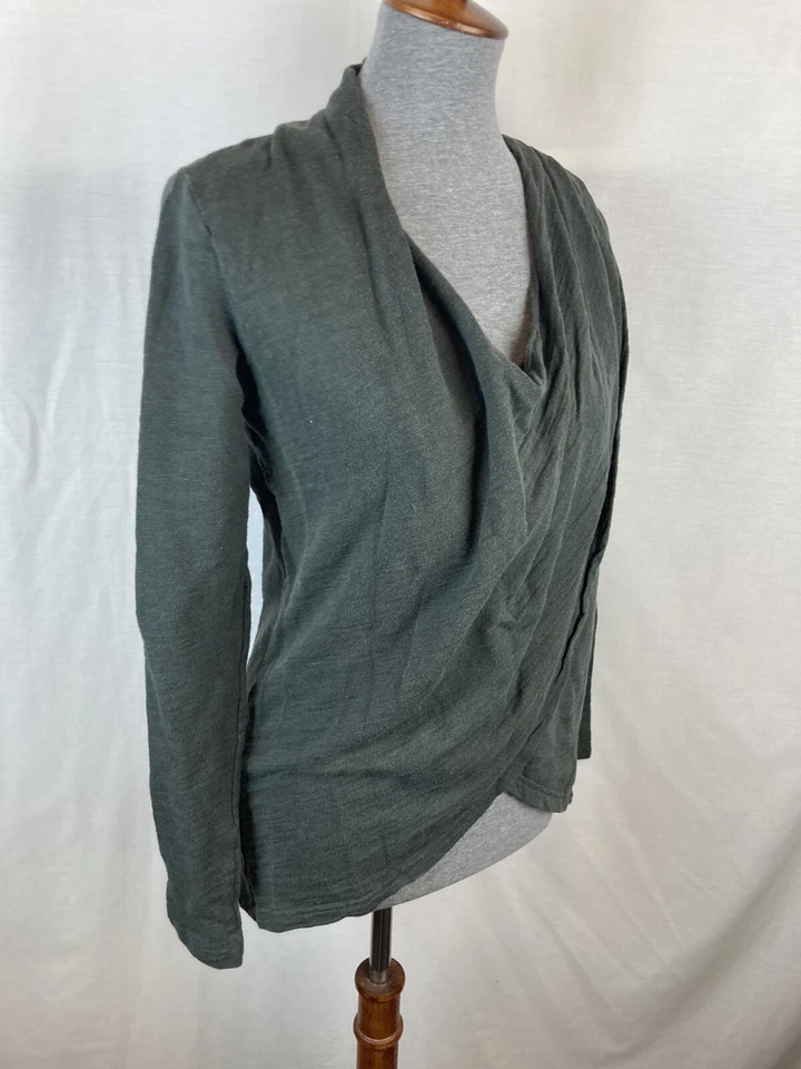 Sudadera para mujer Lucy XS drapeada capucha cuello liso verde gris manga larga Foto 2 de 4