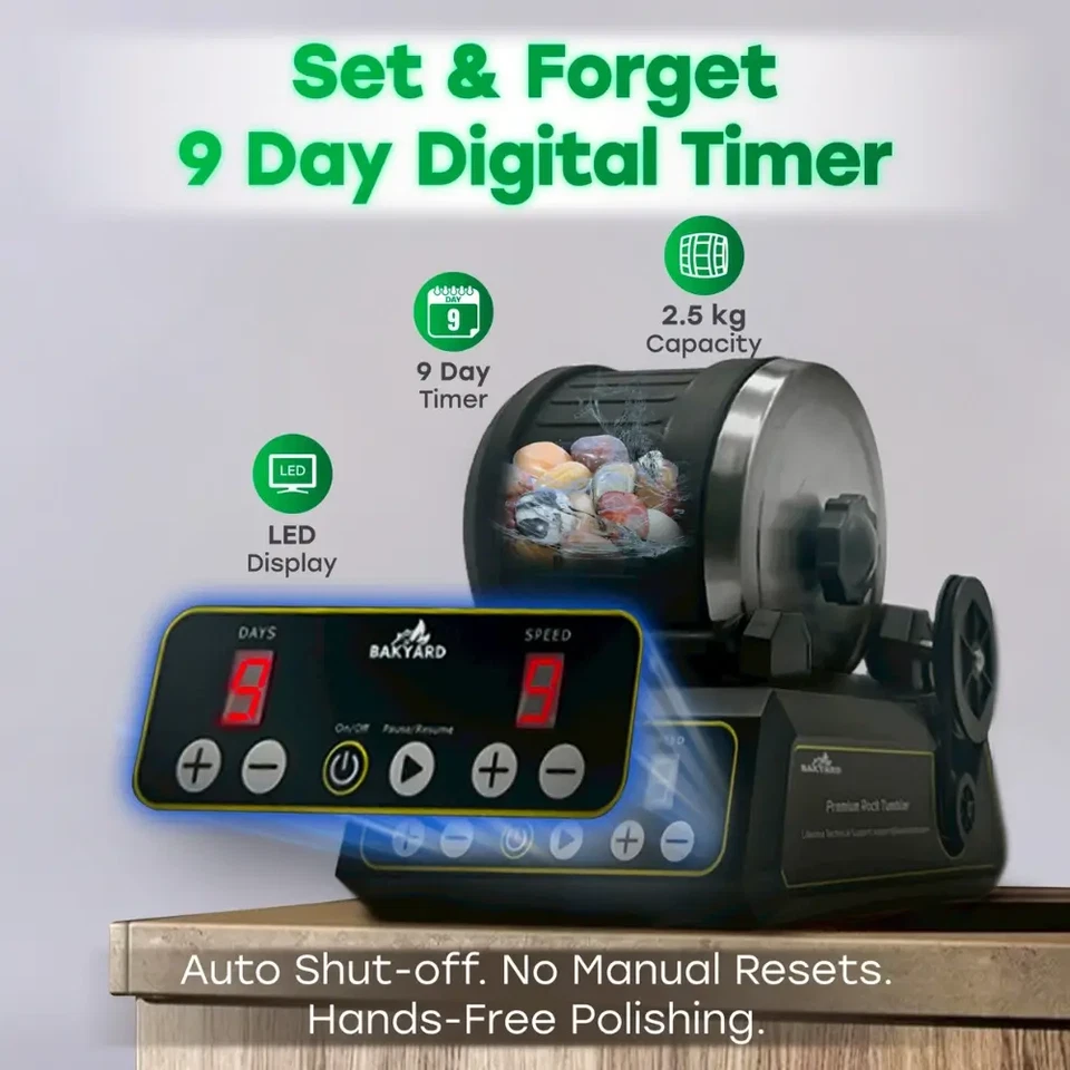 Professional Rock Tumbler Kit 1.2kg Barrel 3-Speed Timer Grits Stones Jewelry - image 4 of 4