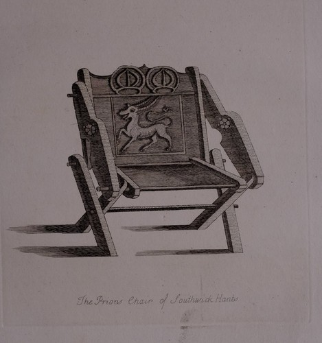 c1790 ANTIQUE PRINT ~ THE PRIORS CHAIR OF SOUTHWICK HAMPSHIRE
