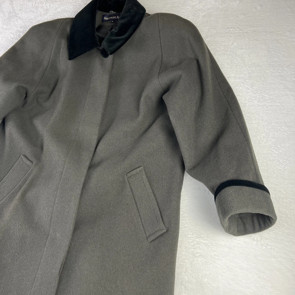 Vintage Herman Kay Women’s Long Wool Coat Velvet Trim Size 12 Made In Ukraine - Image 4 of 4