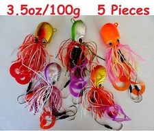 5 pcs Thunder Jigs Each 3.5oz /100g Octopus Saltwater Fishing Lures- 5 Colors
