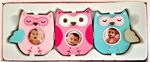 Stepping Stones Owls Tri-Fold 3 Photo Frame Baby/Child Tabletop 11.5" Length - Picture 2 of 3