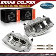 Pair Rear Disc Brake Calipers with Bracket for Ford E-150 E-250 E-350 Club Wagon