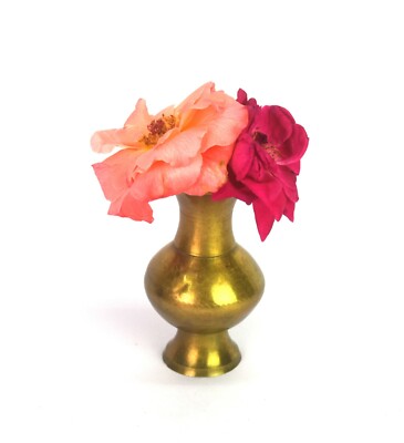 Vintage Indianer Handcrafted Blumen Vase Brass Hergestellt IN Indien Decorative.