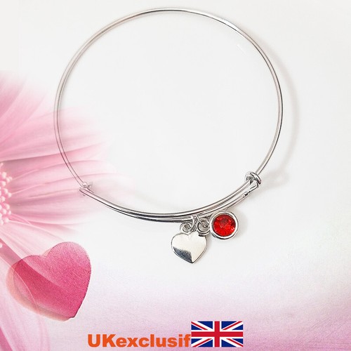 Gorgeous Adjustable Silver Bracelet Bangle Women Heart Rhinestone Charms Gifts - Picture 8 of 8