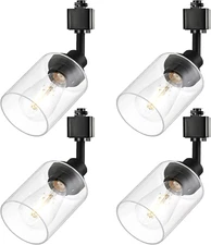 4 Pack H Track Lighting Heads Black Ceiling Track Lighting Fixtures with Clear G