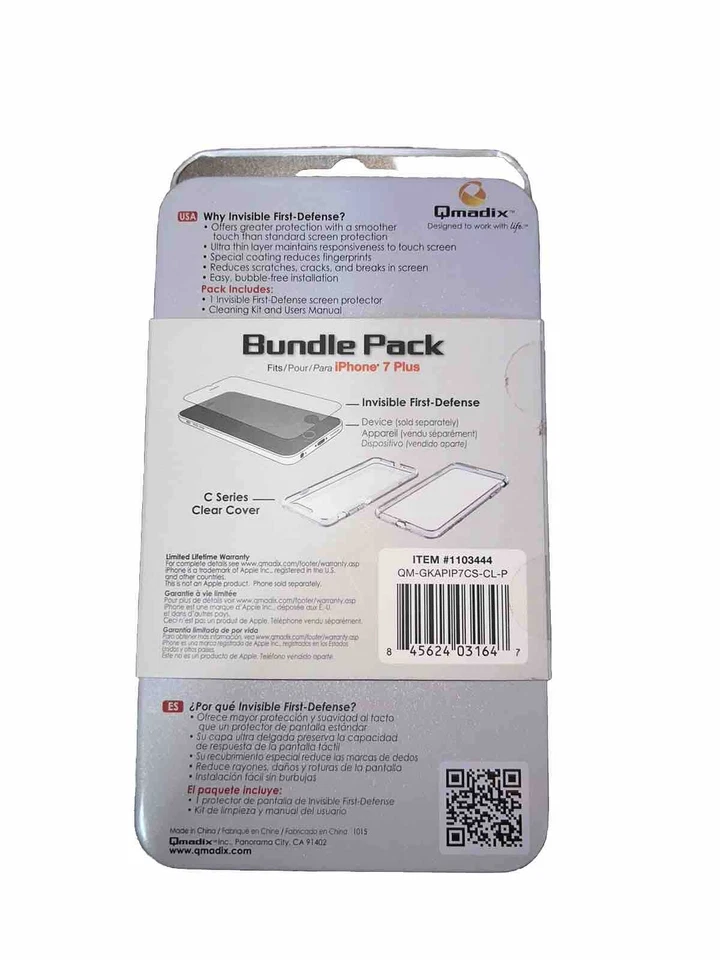 Protector de pantalla Qmadix Invisible First Defense para iPhone 7+ Foto 2 de 2