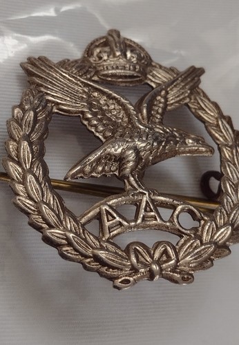 WW2 Army Air Corps Cap Badge KC 2 Lugs White Metal 46 mm Vintage Org - Picture 8 of 9