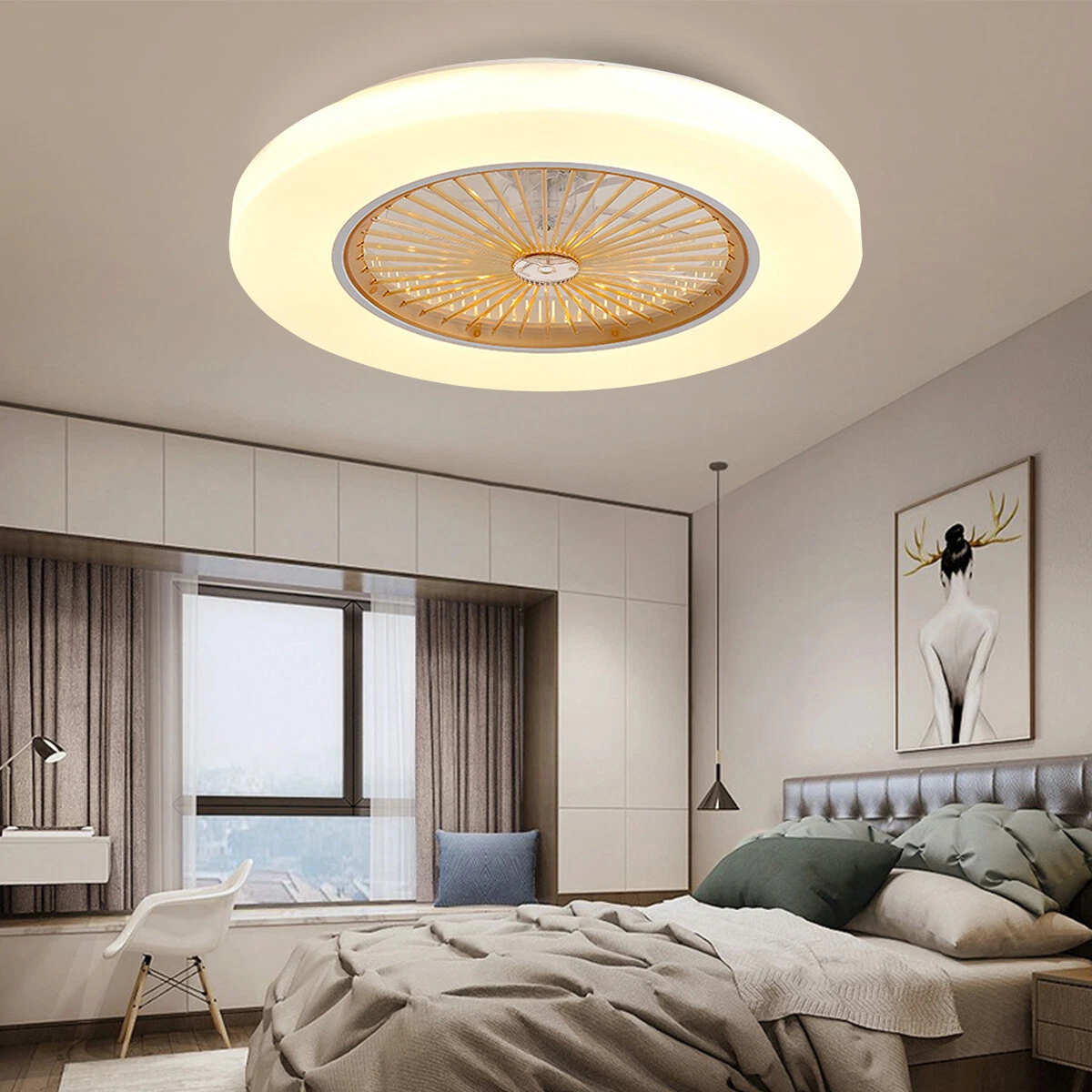 Ceiling Fan Light Remote Control Chandelier Light Modern Living Room 4 Style