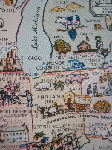 BILDLICHE WANDKARTE der Geschichte der Vereinigten Staaten Farbzeichnungen von R.L. McCollister - Bild 9 von 20