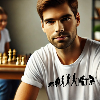 White Edition Evolution Schachspieler Schachbrett Primat zum Menschen T-Shirt