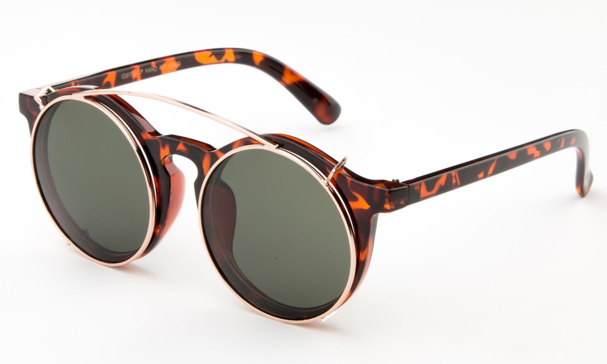 Round Clear Lens Glasses Retro in two Clip Ons Interchangable Flash  Lenses