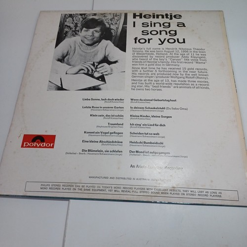 Heintje I Sing A Song For You Vinyl LP Polydor Heidschi Bumbeidschi - Picture 4 of 4