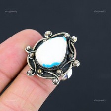 Pear Tibetan Turquoise Stone Statement Promise Trendy Ring 925 Sterling Silver