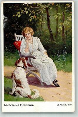 39798904 - Frau Hund Liebevolles Gedenken SVD Serie 4202-3 Mailick, A.