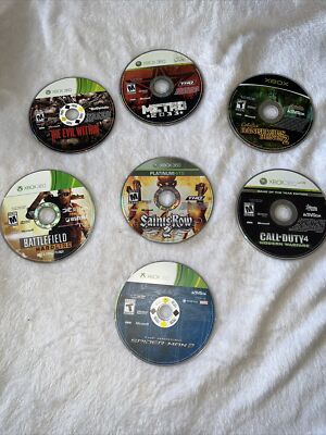 7 Xbox 360 games w/o cases preowned untested COD 4 Saints Row Evil Within +
