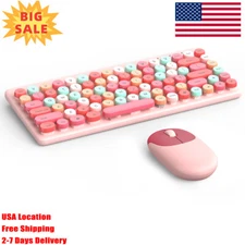 Pink 2.4G 86-keys Wireless Keyboard & Mouse Combo For Windows PC Mac Universal