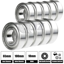 10x 6013-ZZ Ball Bearing 65mm x 100mm x 18mm Double Shielded Metal Seal NEW QJZ