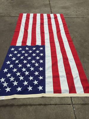 Vintage 50 Star Sewn American Flag Valley Forge Flag Co. 57”X 114