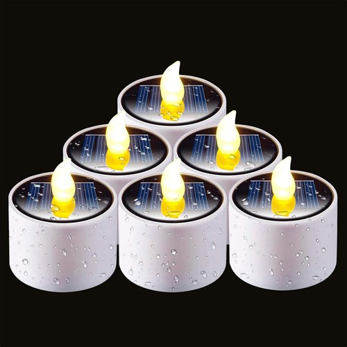 6 Stk Outdoor Wasserdicht Solar Power LED Teelichter Außen Kerzen Teelicht Licht - Bild 15 von 18