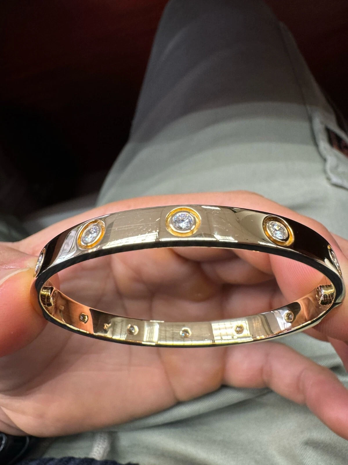 CARTIER LOVE BRACELET 10 DIAMOND 18K YG Size 16 W BOX & PAPERS B3787