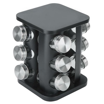 12 Pcs Seasoning Bottles With Revolving Spice Rack Set Kitchen