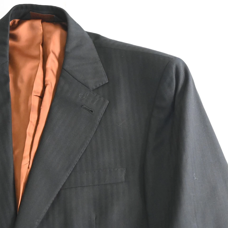 Jos A Bank 40R 33x32 Negro Espiga Joseph 100% Lana Hombres Chaqueta Pantalones Traje Foto 3 de 4