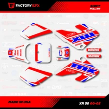 Red White & Blue Shift Racing Graphics kit fits 00-03 Honda XR50 XR 50 Decal