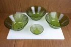VTG Anchor Hocking Soreno Avocado Green Glass Fruit Salad Serving Bowls Set of 4