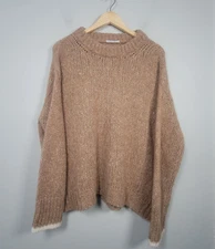 Hubert Gasser Womens M Alpaca Wool Blend Chunky Knit Pullover Italy Sweater Tan