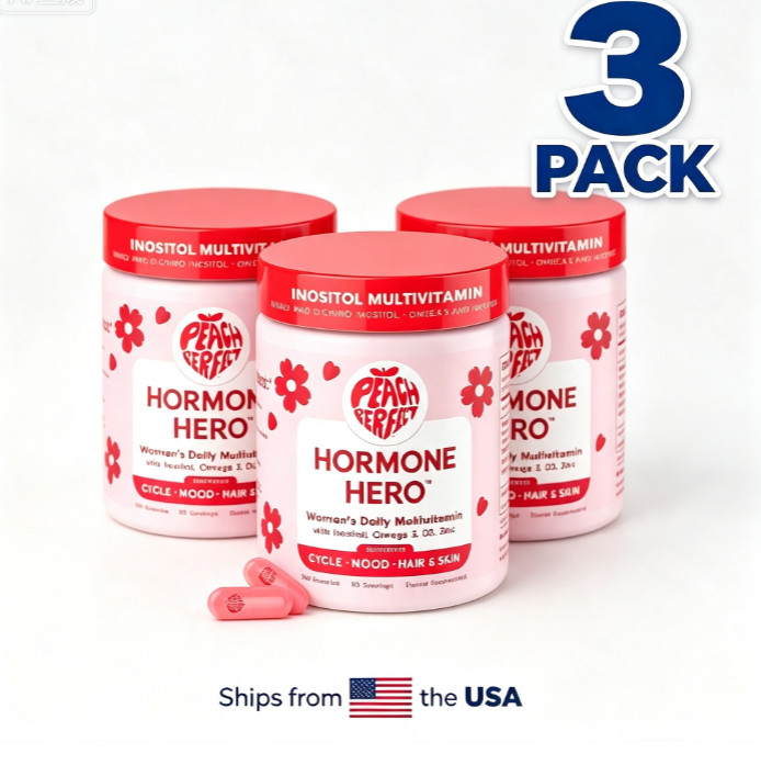 3pc Peach Perfect Hormone Hero,Inositol Multivitamin Women Cycle&Mood Support