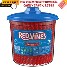 Red Vines Twists Original Chewy Candy, 3.5lbs Party Size Jar Soft, FREE SHIPPING