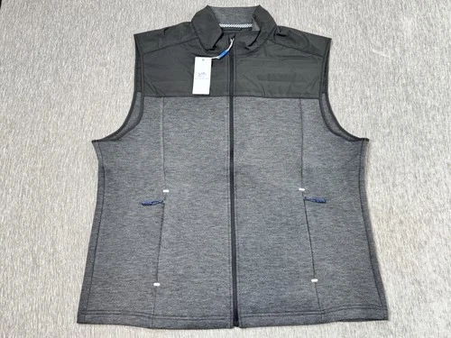 Southern Tide Vest Mens Large Black Gray Coligny Quilted Full Zip Outdoors NEW - product listing photo