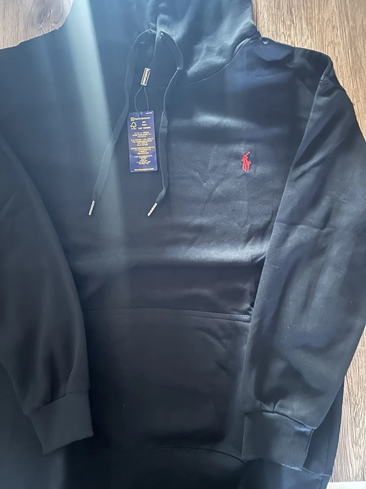 Polo Ralph Lauren Sweat à capuche noir homme XL logo rouge - Photo 3/4