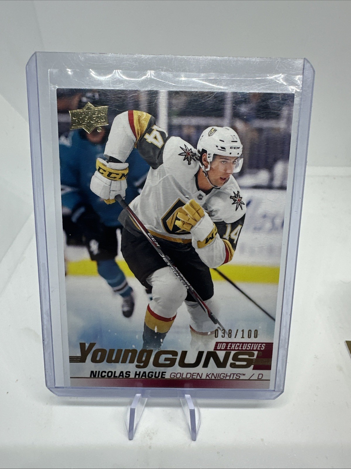 2019 2019-20 UPPER DECK NICOLAS HAGUE YOUNG GUNS EXCLUSIVES # /100 489 KNIGHTS