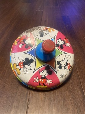 Vintage 1978 Disney Straco Metal Spinning Top Toy