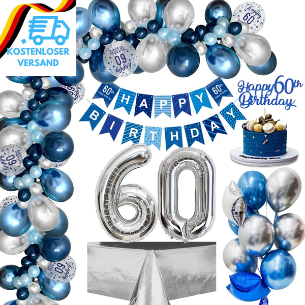 60. Geburtstag Deko, Deko 60.Geburtstag MäNner Mit Luftballons 60.Geburtstag Bla-image