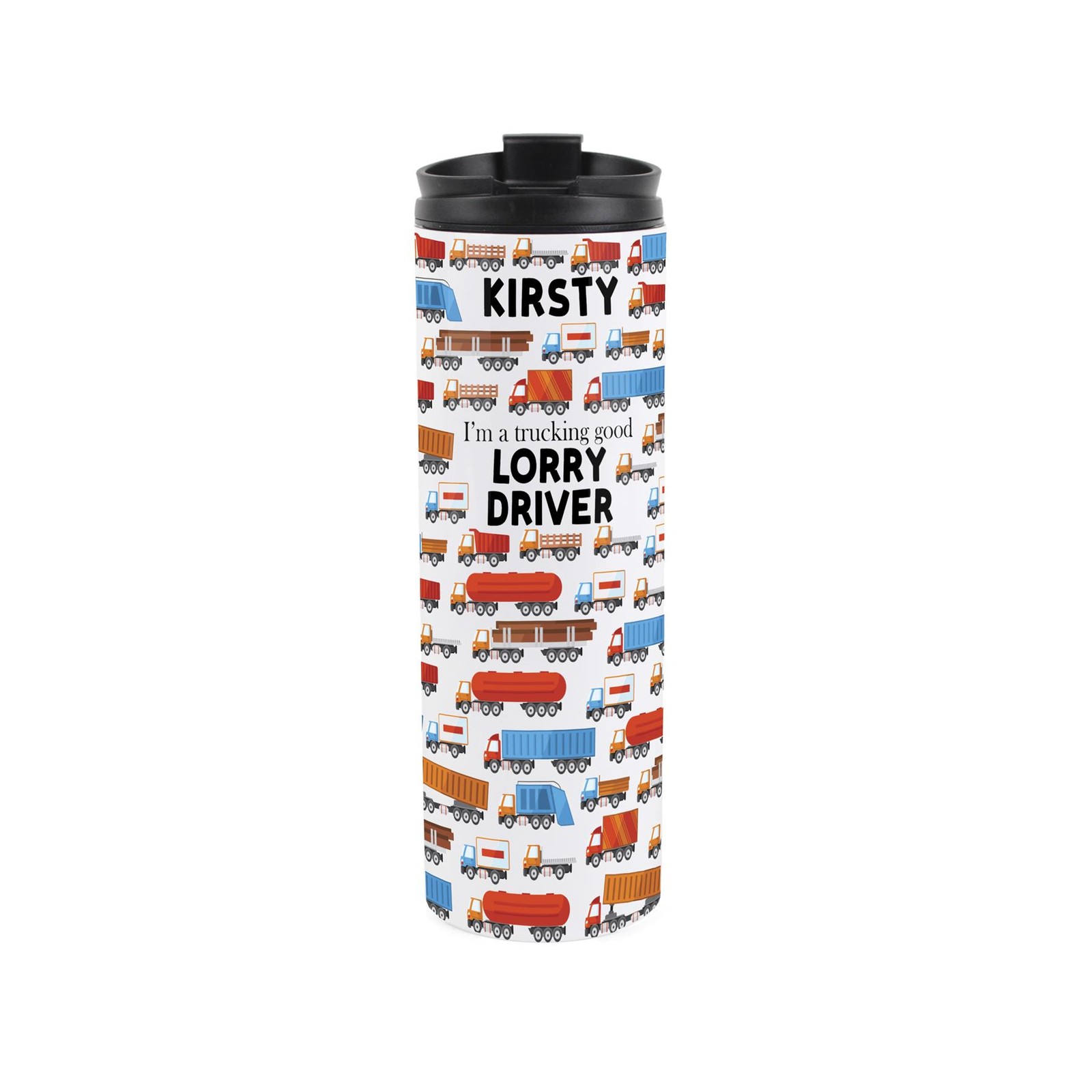 Personalised Lorry Driver Travel Flask - Reusable Stainless Steel Tumbler Gift