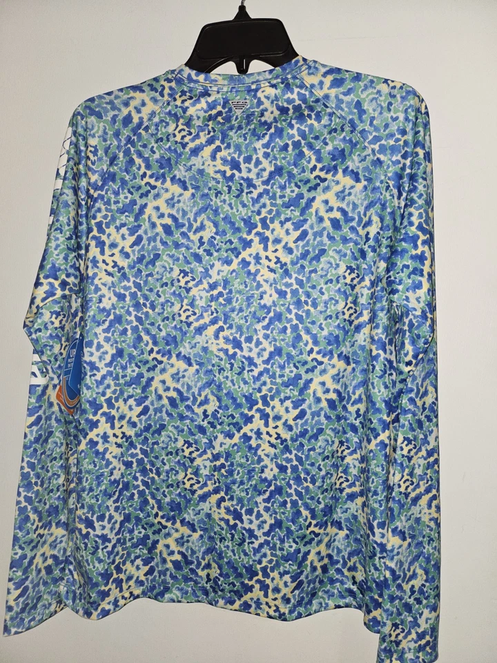 Camisa de pesca Columbia para mujer grande azul y verde abstracta omni-sombra UPF50+ PFG Foto 2 de 4