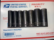 SNAP-ON 7 PIECE 1/2 DRIVE METRIC DEEP IMPACT SOCKETS 6 POINT 16-19, 21, 23, 24mm