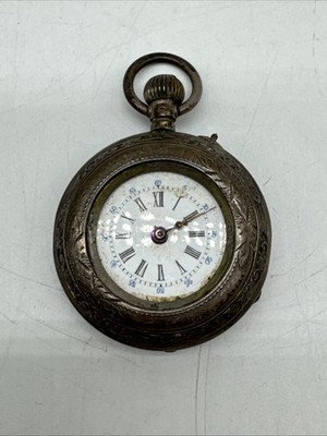 DEPOSE .800 SILVER POCKET WATCH Swiss 23260 Missing Crystal Front Face Cover