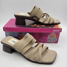 Zapatos San Miguel para mujer 7 sandalias de combate de cóctel beige tostado sin cordones cómodos NWB