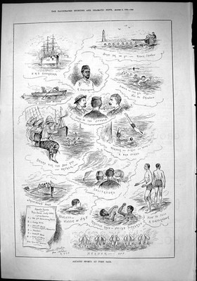 Alte sportliche dramatische Nachrichten 1884 Wassersporthafen Said Schiff Alexandr viktorianisch