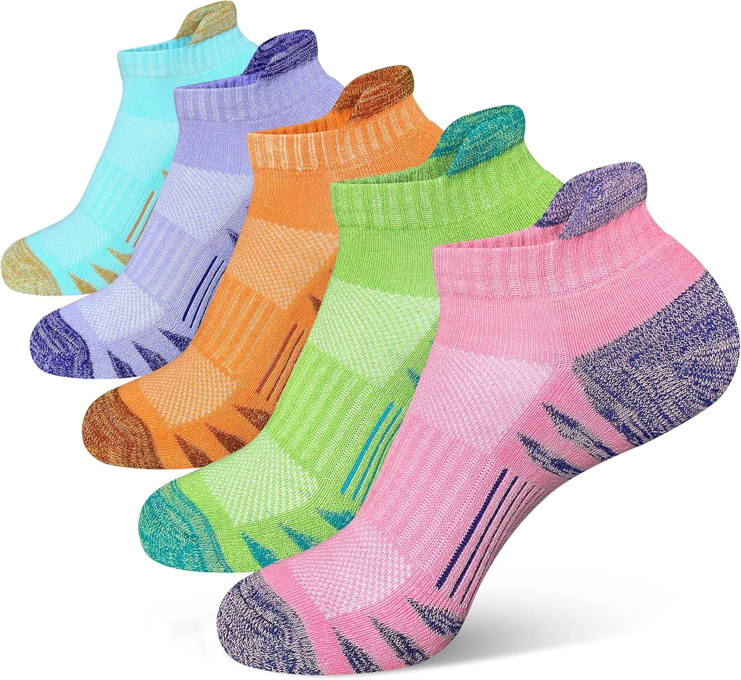 5 Pairs Womens Ankle Anti-Blister Thick Cushione Odor-Resist Athletic Run Socks