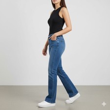 Z Cavaricci VTG Jeans Womens Med Wash 8 Blue Straight Bootcut Stretch Denim Y2K