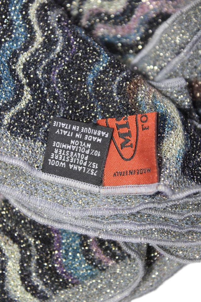 Missoni Mujer Mezcla Lana Metálica Abstracto Multicolor Talla 76x12" Foto 4 de 4