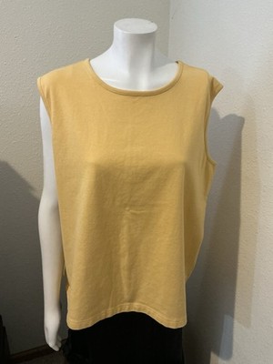 Women s CjBank Christopher&banks Scoop Neck Sleeveless Cotton Yellow Top Size 2X